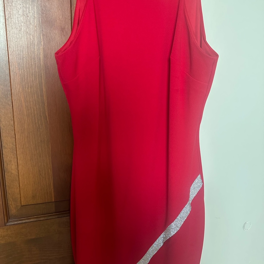 BCX Vibrant Red Mini Dress with Silver Detail